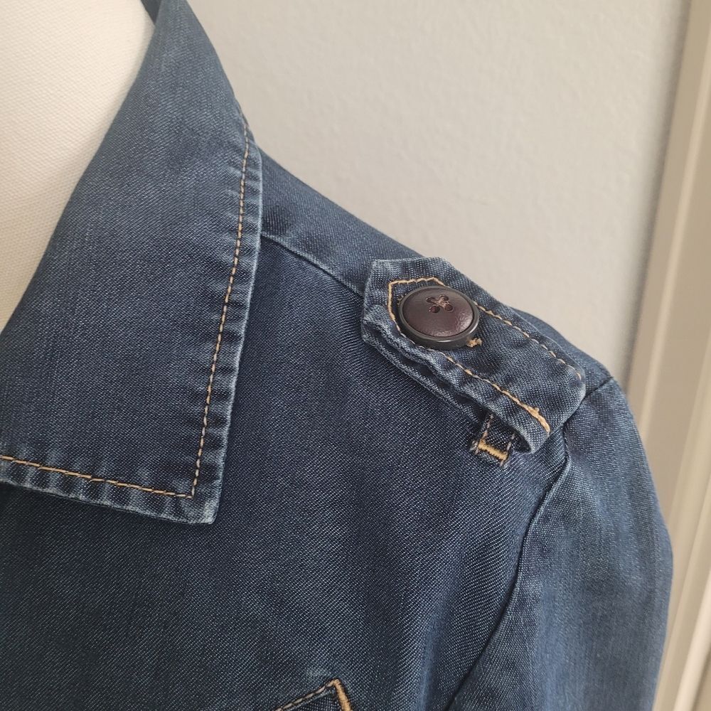 Color Siete Blue Denim Biker Jacket Size Medium Chic Casual - Picture 8 of 12